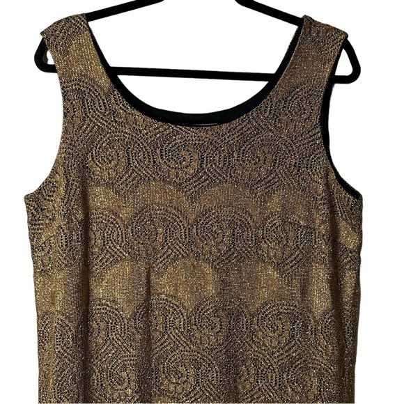 SL Fashions Vintage Flapper Dress Gold Black Fringe‎ Size 16W #696070 - Picture 2 of 9